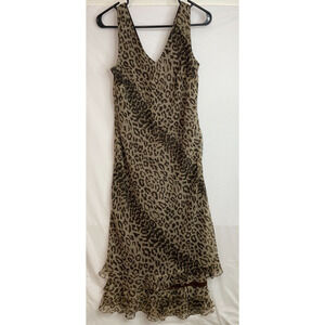 Petite Sophisticate Cheetah Print Y2K Maxi Lined Dress Sz 6 Whimsical Prairie